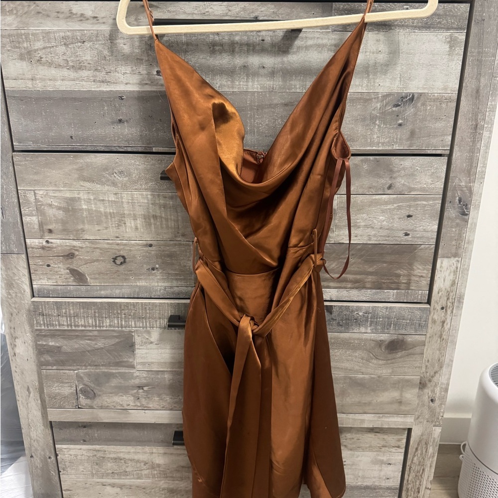 Elegant Satin Copper Dress Size L (US8-10)